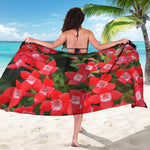 Red Bouvardia Print Beach Sarong Wrap