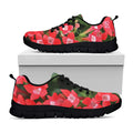 Red Bouvardia Print Black Running Shoes