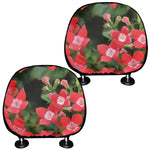 Red Bouvardia Print Car Headrest Covers