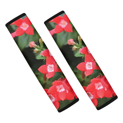 Red Bouvardia Print Car Seat Belt Covers