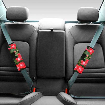 Red Bouvardia Print Car Seat Belt Covers