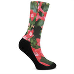 Red Bouvardia Print Crew Socks