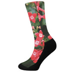 Red Bouvardia Print Crew Socks