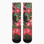 Red Bouvardia Print Crew Socks