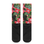 Red Bouvardia Print Crew Socks