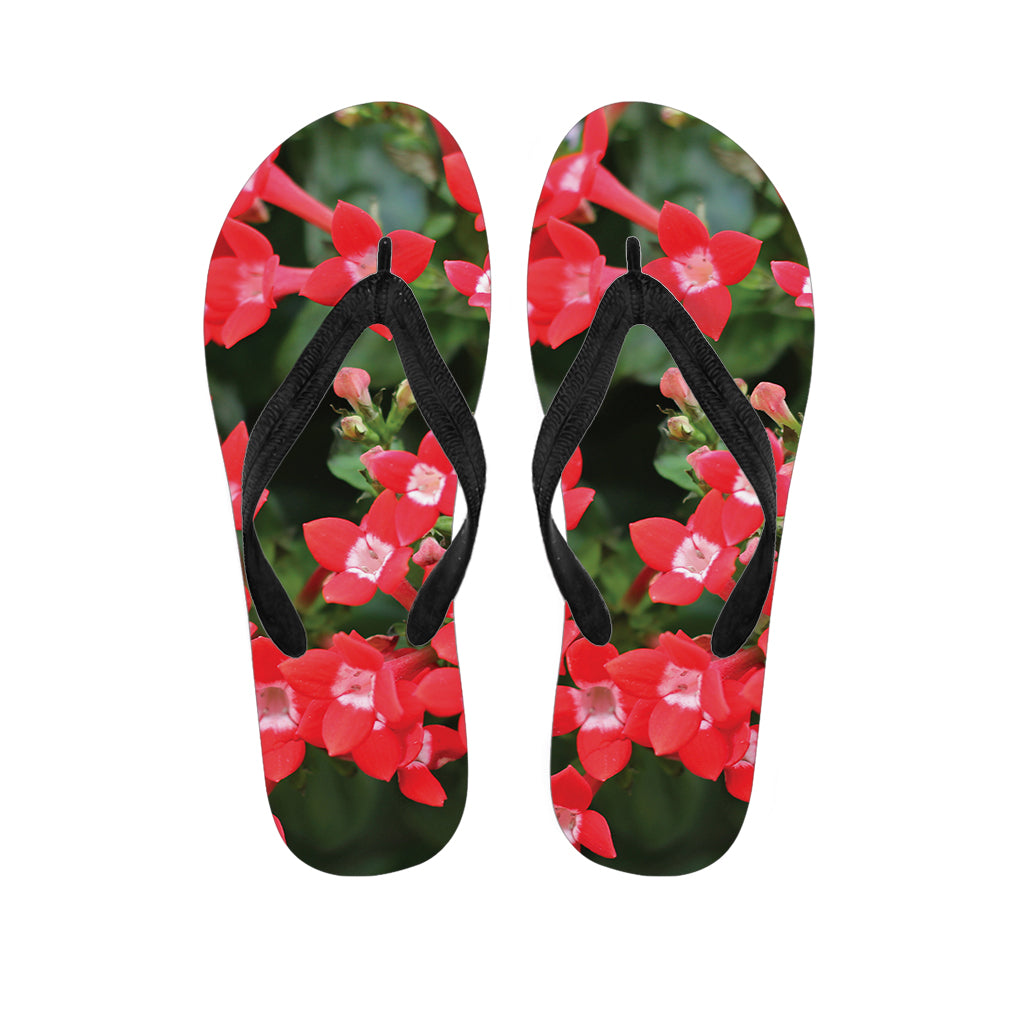 Red Bouvardia Print Flip Flops