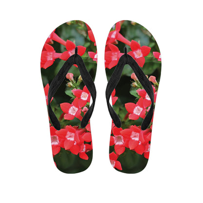 Red Bouvardia Print Flip Flops