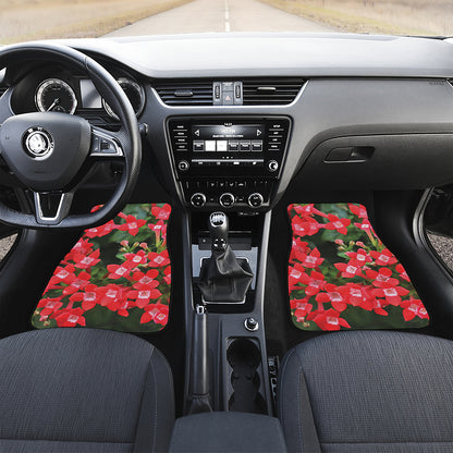 Red Bouvardia Print Front and Back Car Floor Mats