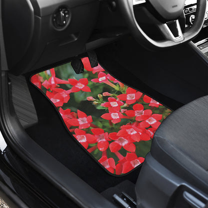 Red Bouvardia Print Front and Back Car Floor Mats