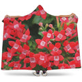 Red Bouvardia Print Hooded Blanket