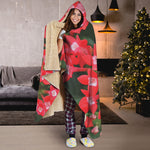 Red Bouvardia Print Hooded Blanket
