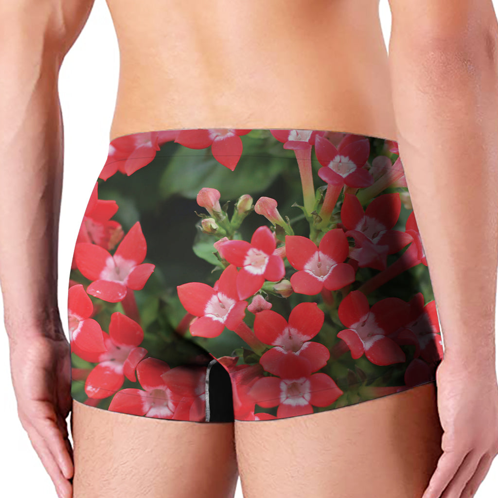 Red Bouvardia Print Men's Boxer Briefs