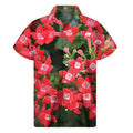 Red Bouvardia Print Men's Short Sleeve Shirt