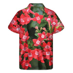 Red Bouvardia Print Men's Short Sleeve Shirt