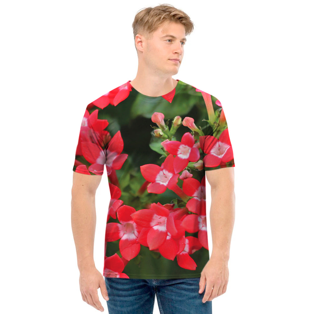 Red Bouvardia Print Men's T-Shirt