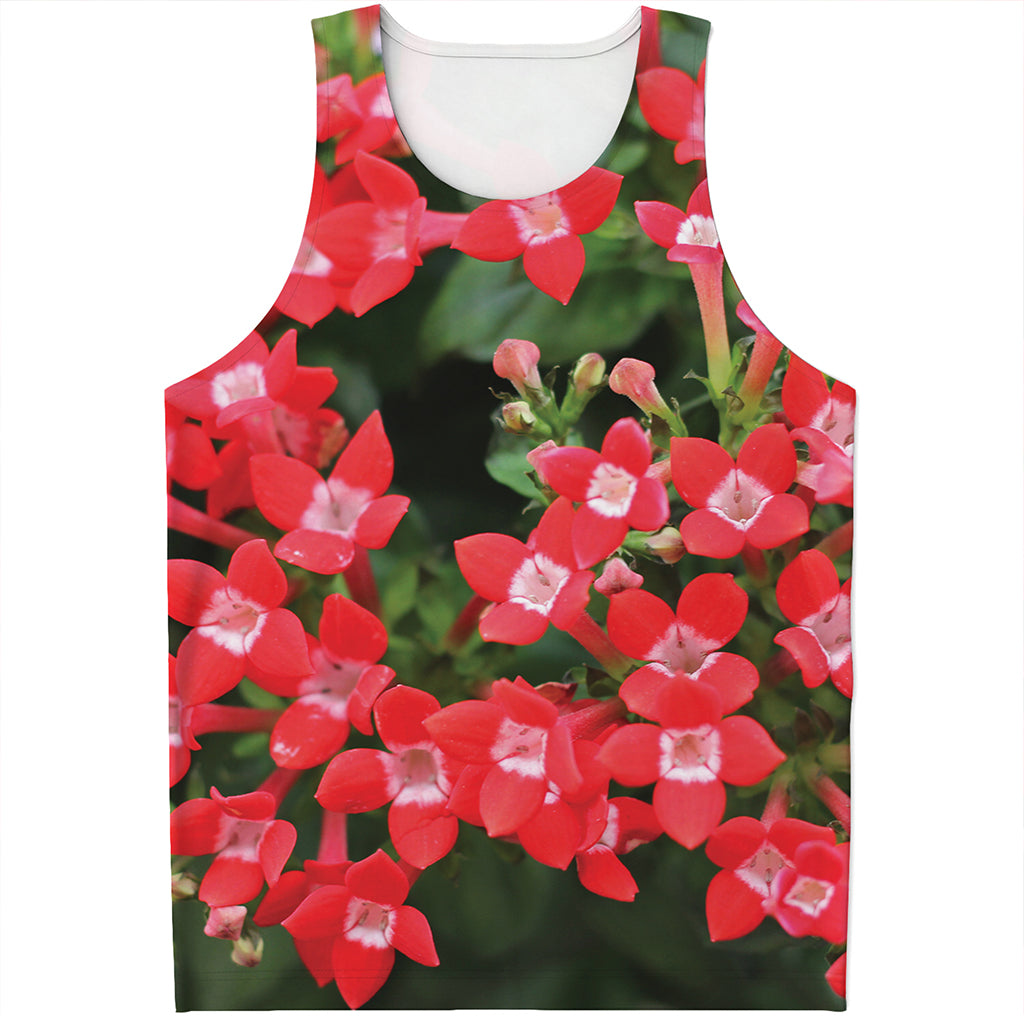Red Bouvardia Print Men's Tank Top