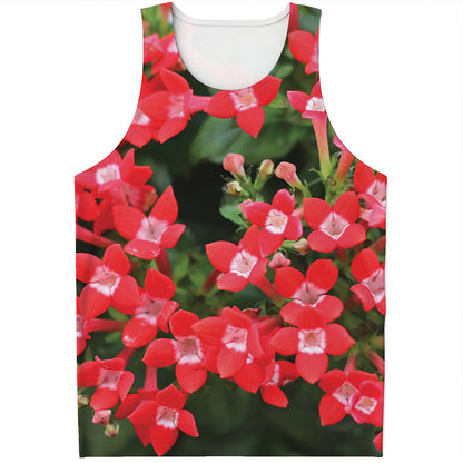 Red Bouvardia Print Men's Tank Top