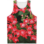 Red Bouvardia Print Men's Tank Top