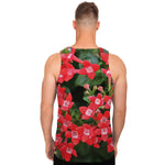 Red Bouvardia Print Men's Tank Top