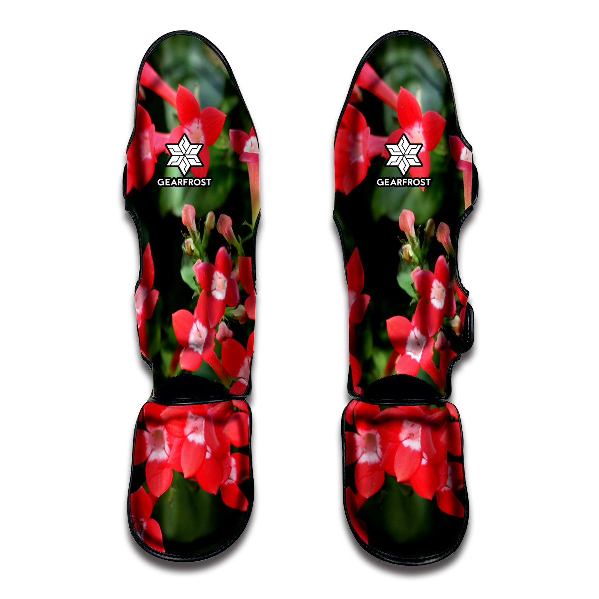 Red Bouvardia Print Muay Thai Shin Guard