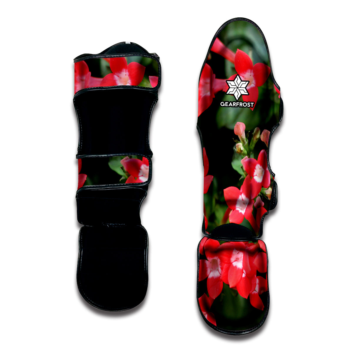 Red Bouvardia Print Muay Thai Shin Guard