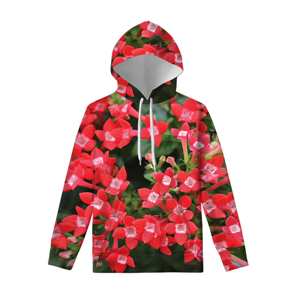 Red Bouvardia Print Pullover Hoodie