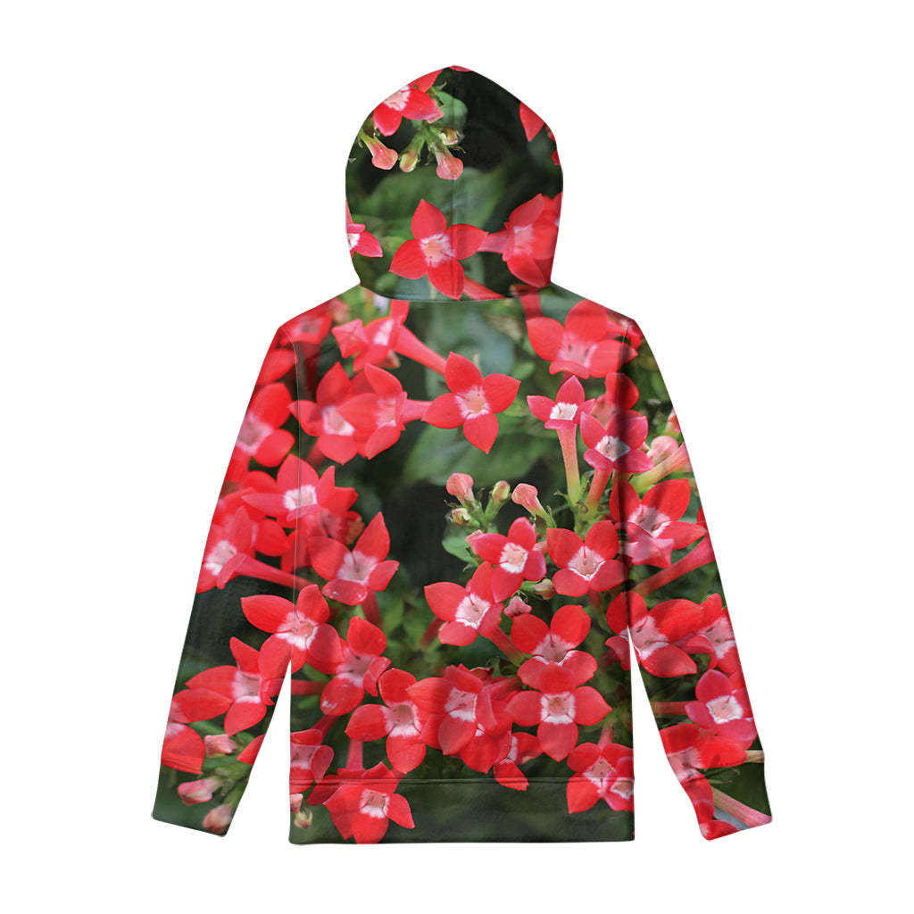 Red Bouvardia Print Pullover Hoodie