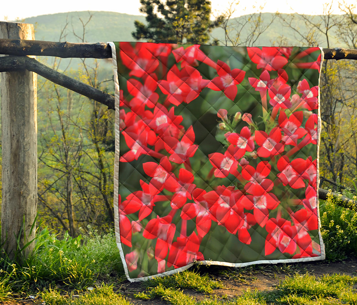 Red Bouvardia Print Quilt