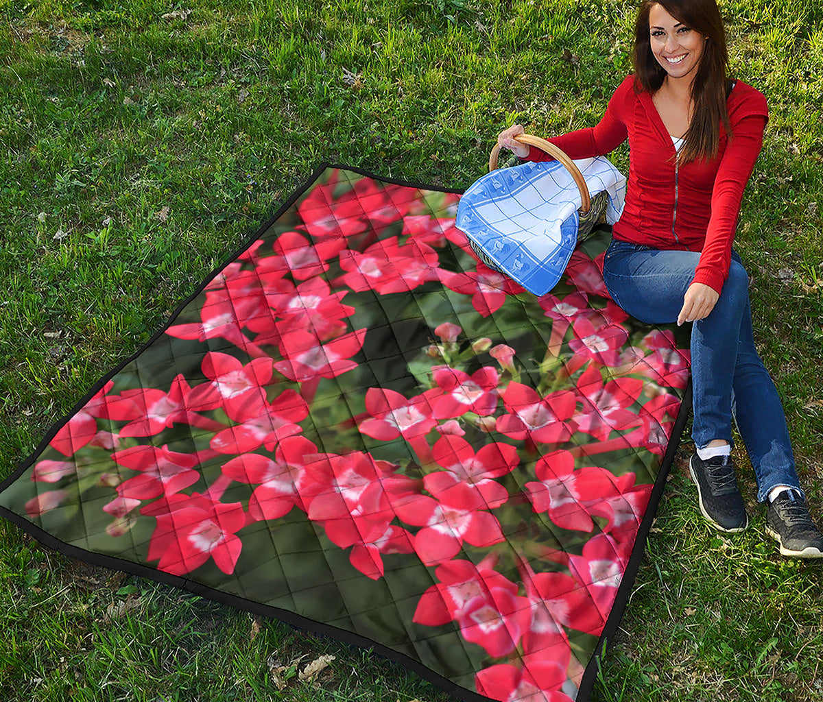Red Bouvardia Print Quilt