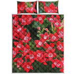 Red Bouvardia Print Quilt Bed Set