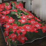 Red Bouvardia Print Quilt Bed Set