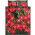 Red Bouvardia Print Quilt Bed Set
