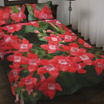 Red Bouvardia Print Quilt Bed Set