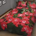 Red Bouvardia Print Quilt Bed Set