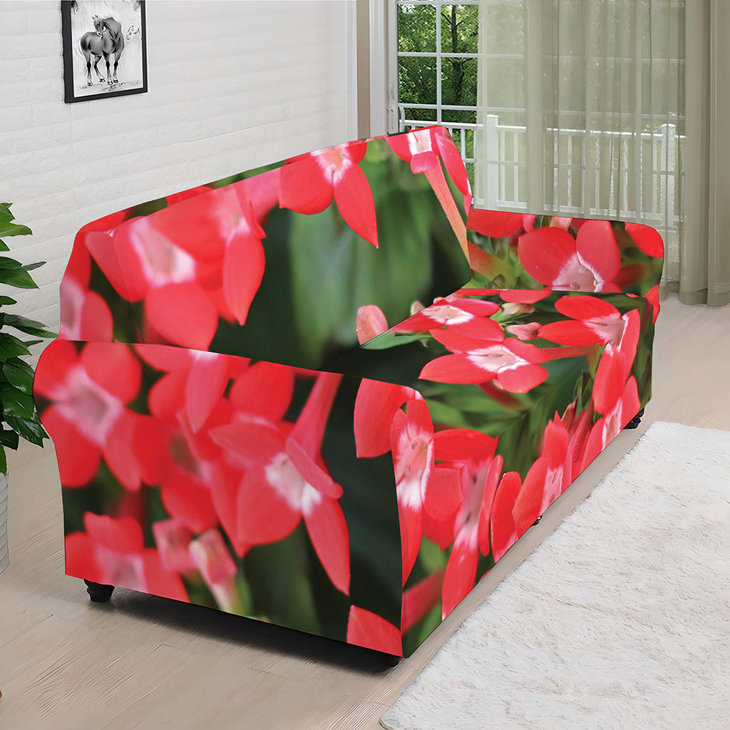 Red Bouvardia Print Sofa Cover
