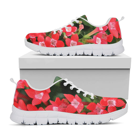 Red Bouvardia Print White Sneakers
