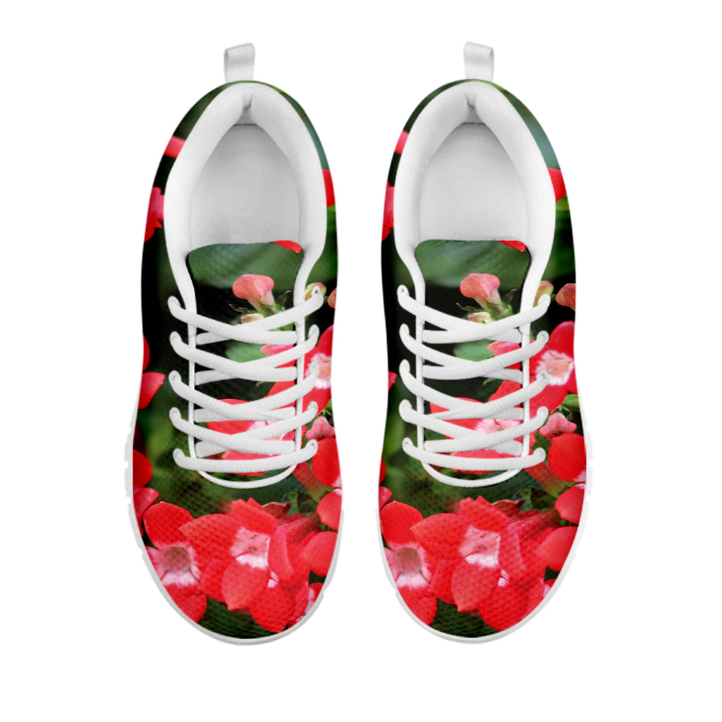 Red Bouvardia Print White Sneakers