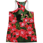 Red Bouvardia Print Women's Racerback Tank Top