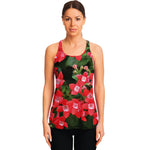 Red Bouvardia Print Women's Racerback Tank Top