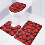 Red Boxing Gloves Pattern Print 3 Piece Bath Mat Set