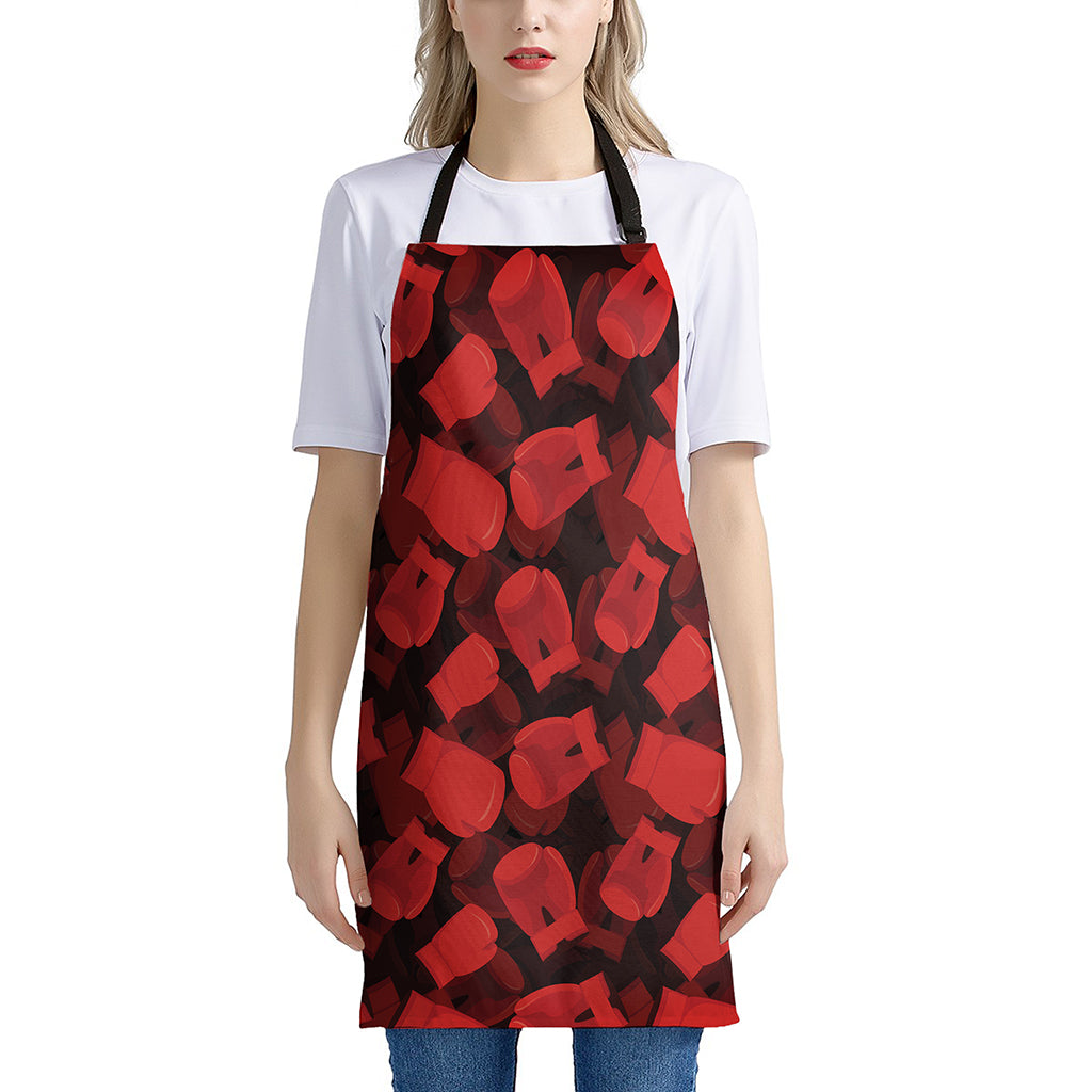 Red Boxing Gloves Pattern Print Apron