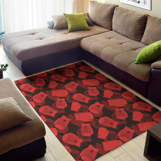 Red Boxing Gloves Pattern Print Area Rug