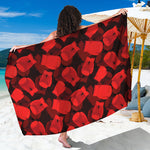 Red Boxing Gloves Pattern Print Beach Sarong Wrap