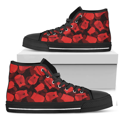 Red Boxing Gloves Pattern Print Black High Top Shoes