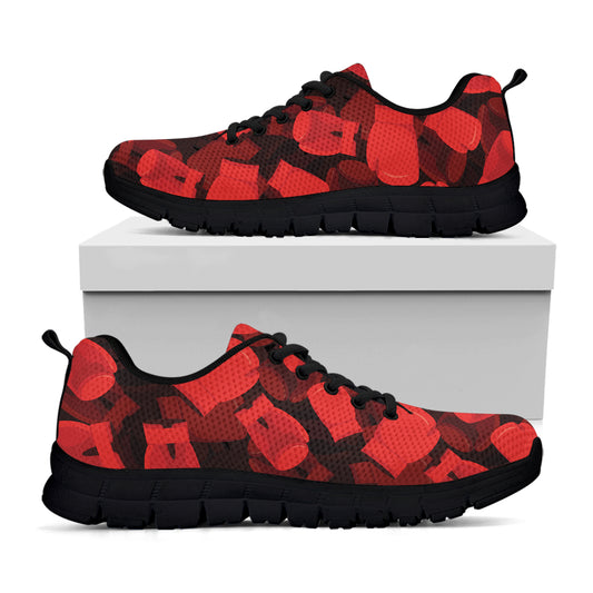 Red Boxing Gloves Pattern Print Black Sneakers