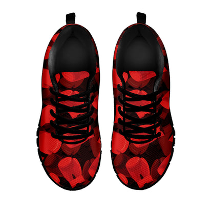 Red Boxing Gloves Pattern Print Black Sneakers
