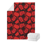 Red Boxing Gloves Pattern Print Blanket