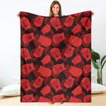 Red Boxing Gloves Pattern Print Blanket