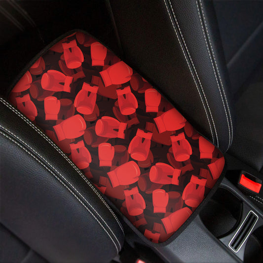 Red Boxing Gloves Pattern Print Car Center Console Cover