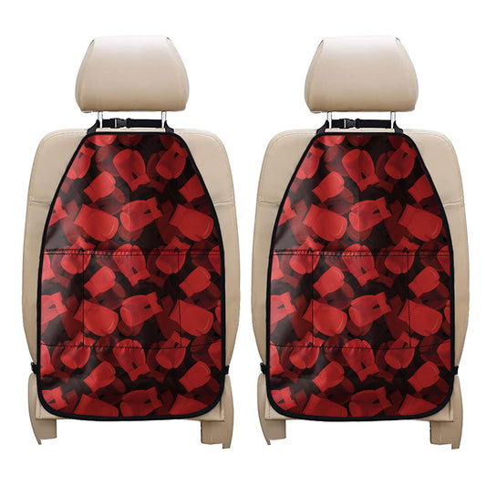 Red Boxing Gloves Pattern Print Car Seat Organizers